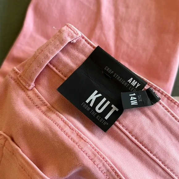NWT KUT from the Kloth Amy Frayed Crop Slim Straight Leg Jeans in Blossom