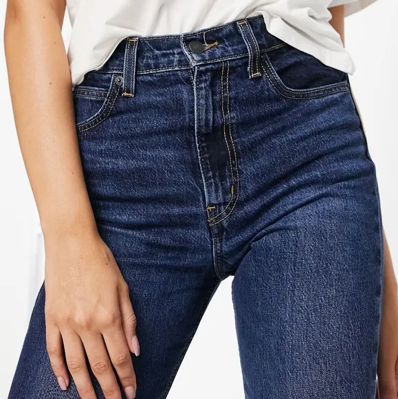 NWT Levi's Premium Sonoma Train Dark Wash 70s High Rise Flare Jeans 25x34