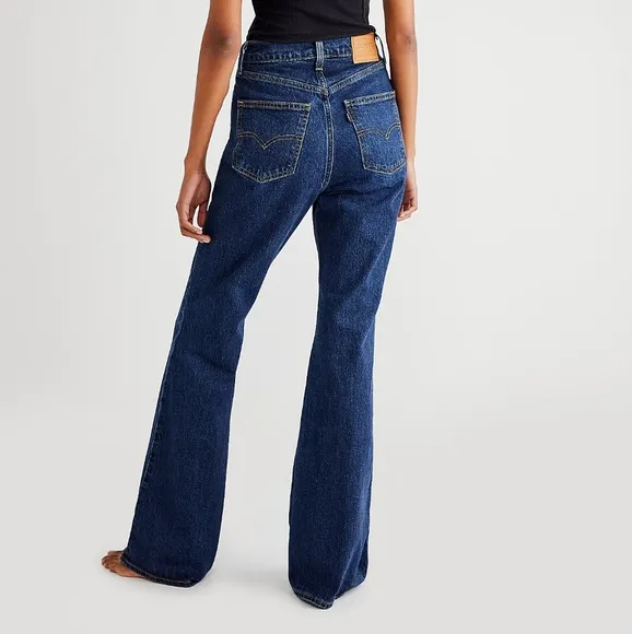 NWT Levi's Premium Sonoma Train Dark Wash 70s High Rise Flare Jeans 25x34