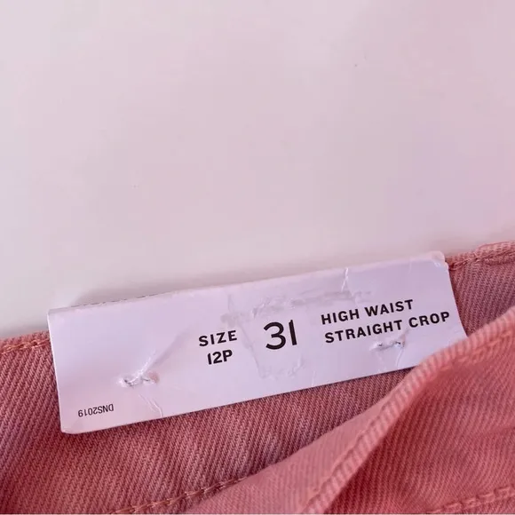 NWT! LOFT Womens High Waist Straight Crop Jean Blush Pink Frayed Hemline Size 31