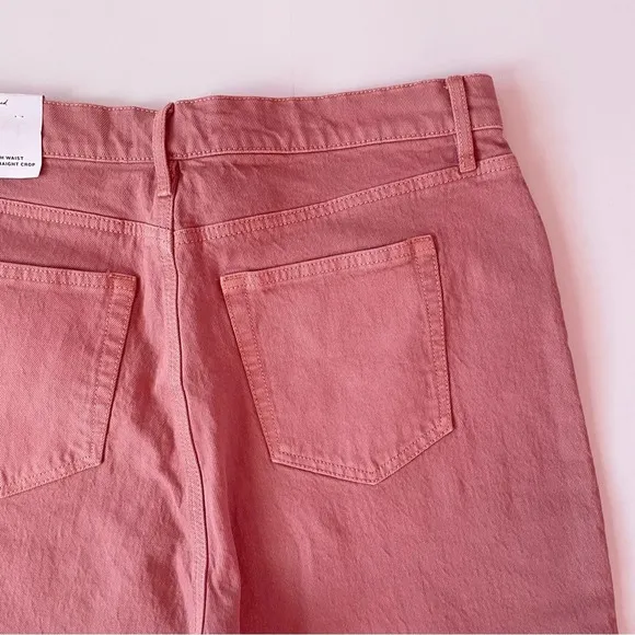NWT! LOFT Womens High Waist Straight Crop Jean Blush Pink Frayed Hemline Size 31