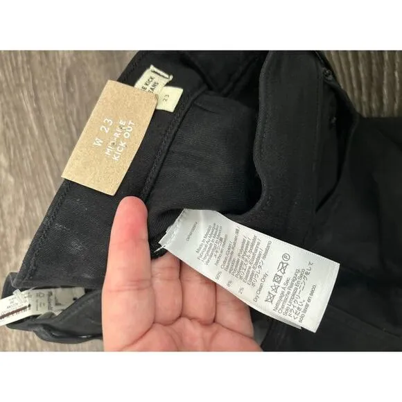 NWT Madewell Kick Out Crop Jeans in True Black Wash: Coated Edition Size 23