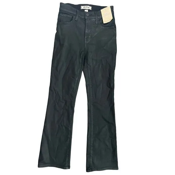 NWT Madewell Kick Out Crop Jeans in True Black Wash: Coated Edition Size 23