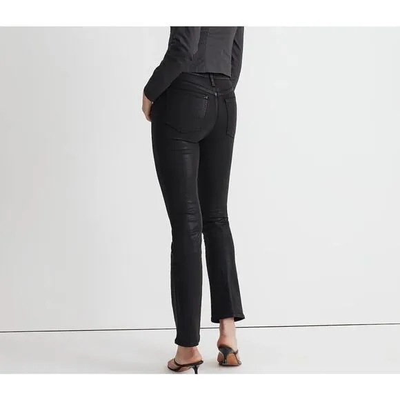NWT Madewell Kick Out Crop Jeans in True Black Wash: Coated Edition Size 23