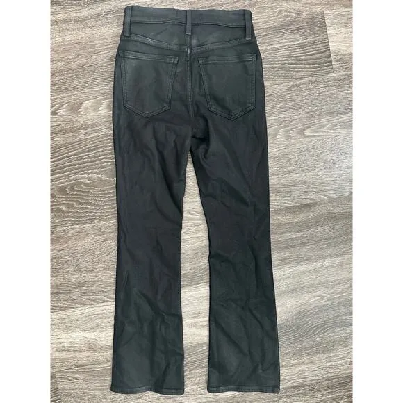 NWT Madewell Kick Out Crop Jeans in True Black Wash: Coated Edition Size 23
