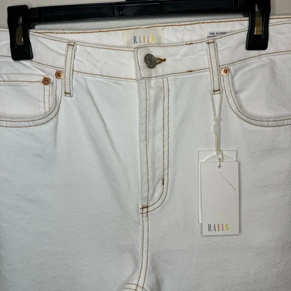 NWT RAILS The Sunset High Rise Slim Flare White Jeans Women Size 30