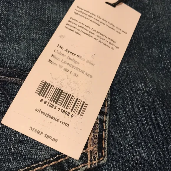 NWT SILVER AVERY Slim boot high rise curvy jeans denim 29 x 31