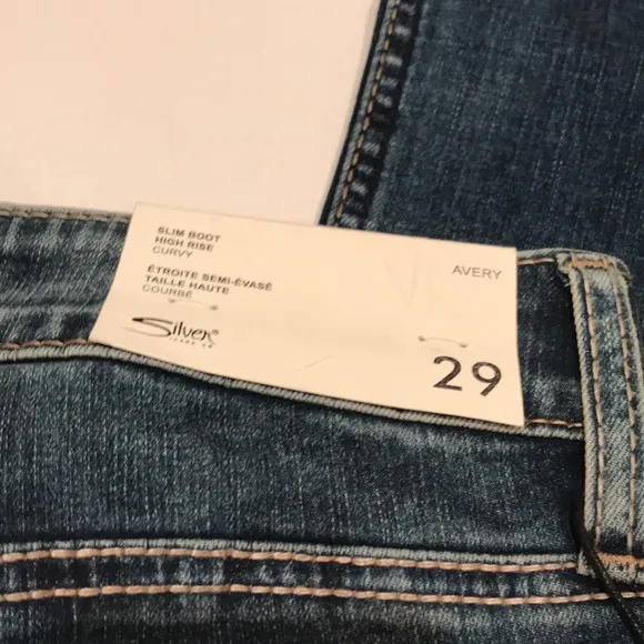 NWT SILVER AVERY Slim boot high rise curvy jeans denim 29 x 31