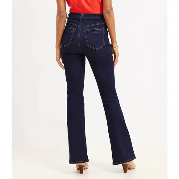 NWT Womens Size 34 Ann Taylor LOFT Welt Patch Pocket High Rise Slim Flare Jeans