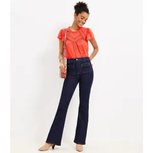 NWT Womens Size 34 Ann Taylor LOFT Welt Patch Pocket High Rise Slim Flare Jeans