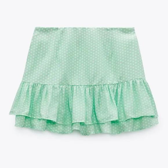 NWT ZARA DOTTED CROP TOP &amp; SKORT | ZARA MATCHING SET REF. 3067/067 REF. 7385/567