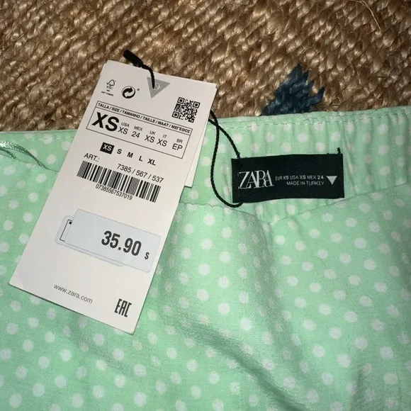 NWT ZARA DOTTED CROP TOP &amp; SKORT | ZARA MATCHING SET REF. 3067/067 REF. 7385/567