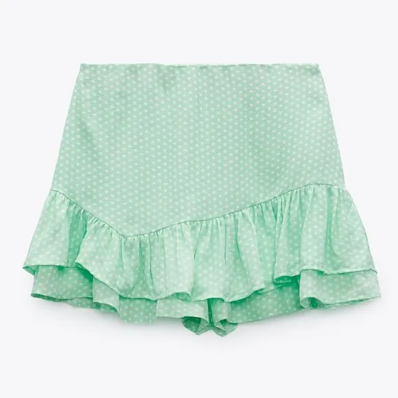 NWT ZARA DOTTED CROP TOP &amp; SKORT | ZARA MATCHING SET REF. 3067/067 REF. 7385/567