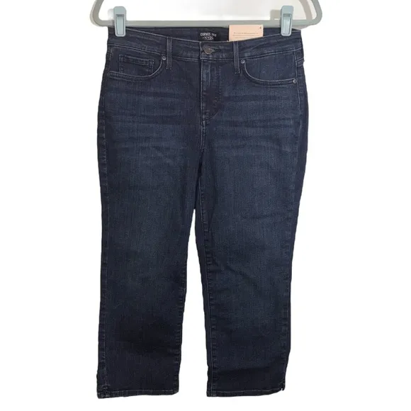NYDJ Curves 360 Slim Straight Side Slit Capri Jeans Size 4 Color Mesquite