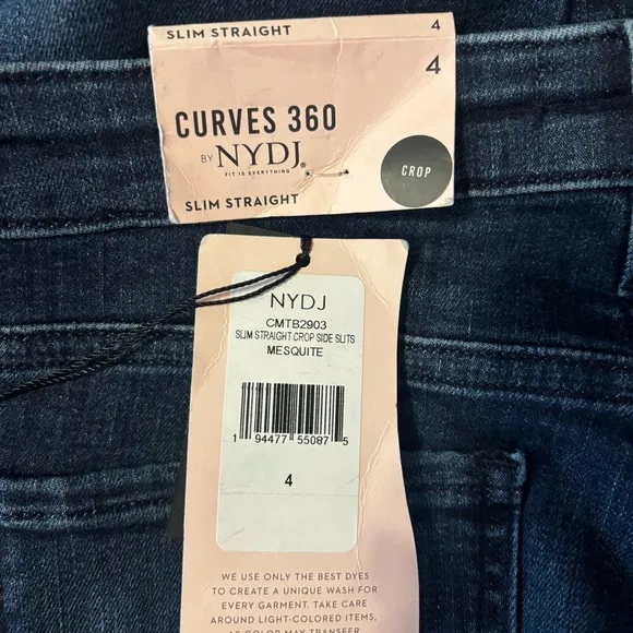 NYDJ Curves 360 Slim Straight Side Slit Capri Jeans Size 4 Color Mesquite