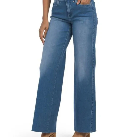 NYDJ Jeans Womens 0 Teresa Wide Leg Higher Rise Frayed Hem Trouser Aster NWT