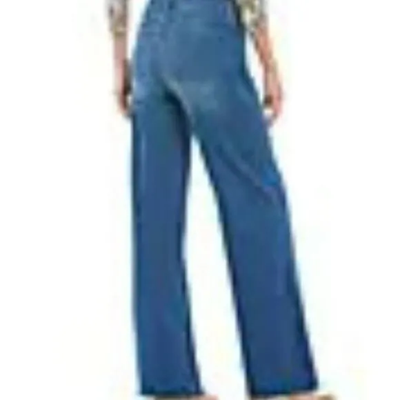NYDJ Jeans Womens 0 Teresa Wide Leg Higher Rise Frayed Hem Trouser Aster NWT