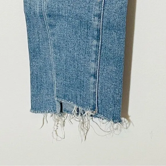 PAIGE Light Wash Frayed Raw Hem Sarah Slim Jeans in Size 24 EUC