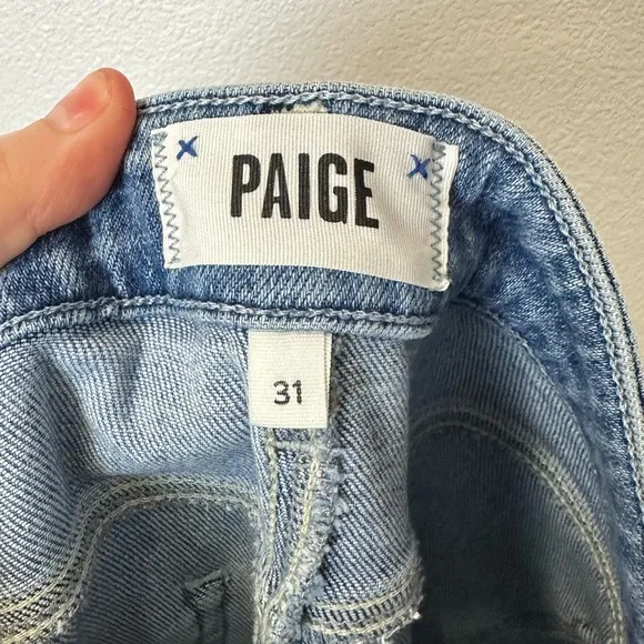Paige Women’s 31 (US 12) Light Wash High Rise Cindy Denim Jean Raw Hem Stretch