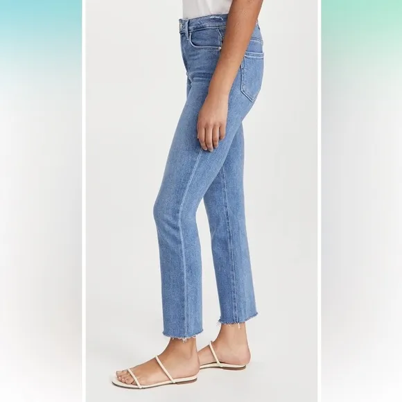 Paige Women’s 31 (US 12) Light Wash High Rise Cindy Denim Jean Raw Hem Stretch
