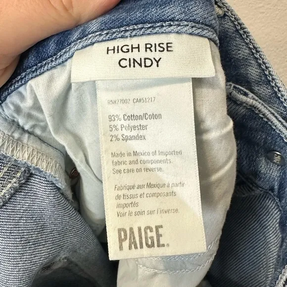 Paige Women’s 31 (US 12) Light Wash High Rise Cindy Denim Jean Raw Hem Stretch