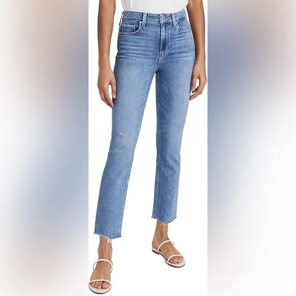 Paige Women’s 31 (US 12) Light Wash High Rise Cindy Denim Jean Raw Hem Stretch