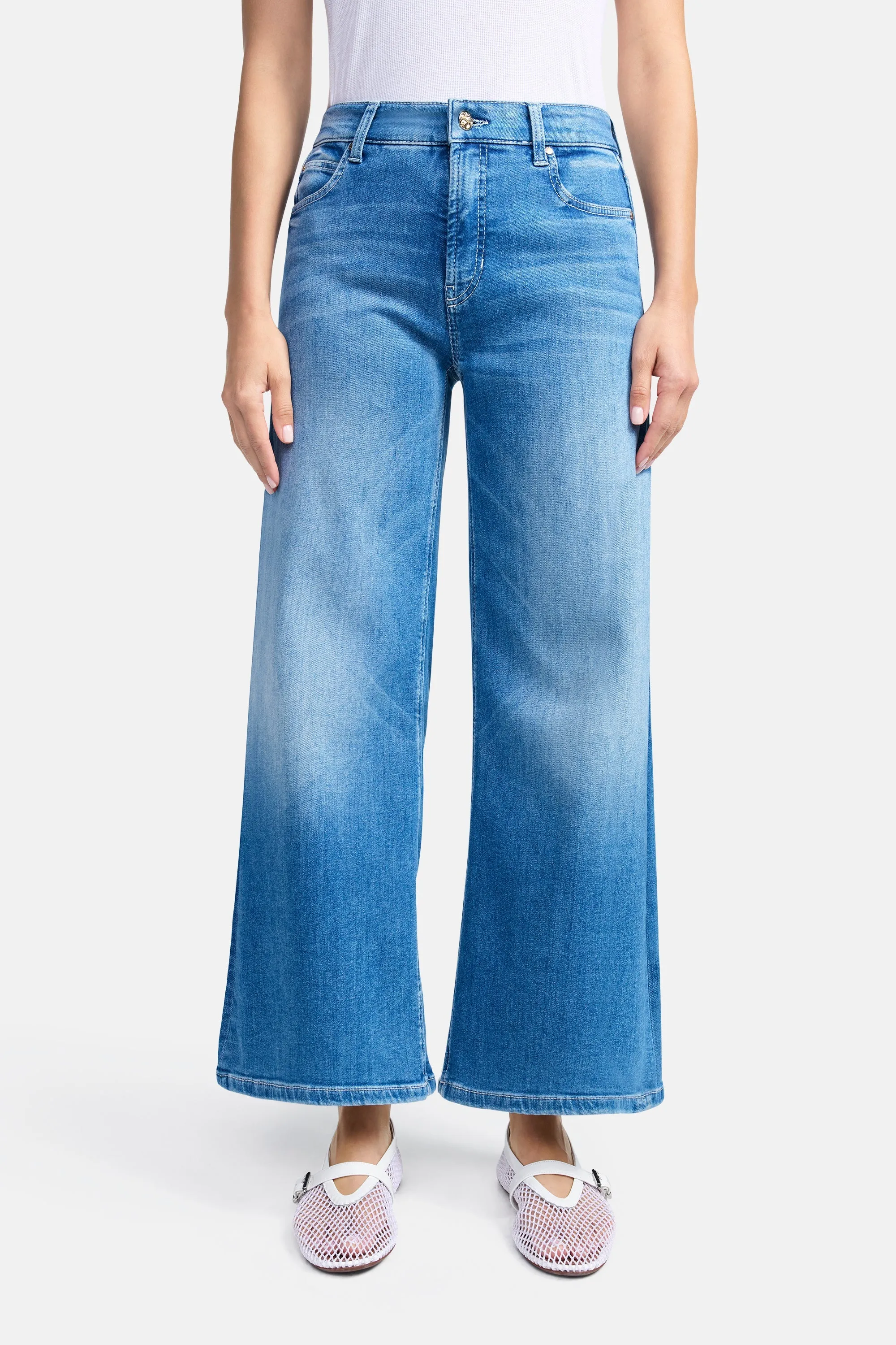 Palazzo Cropped Jean - Sunny Mid Splinted