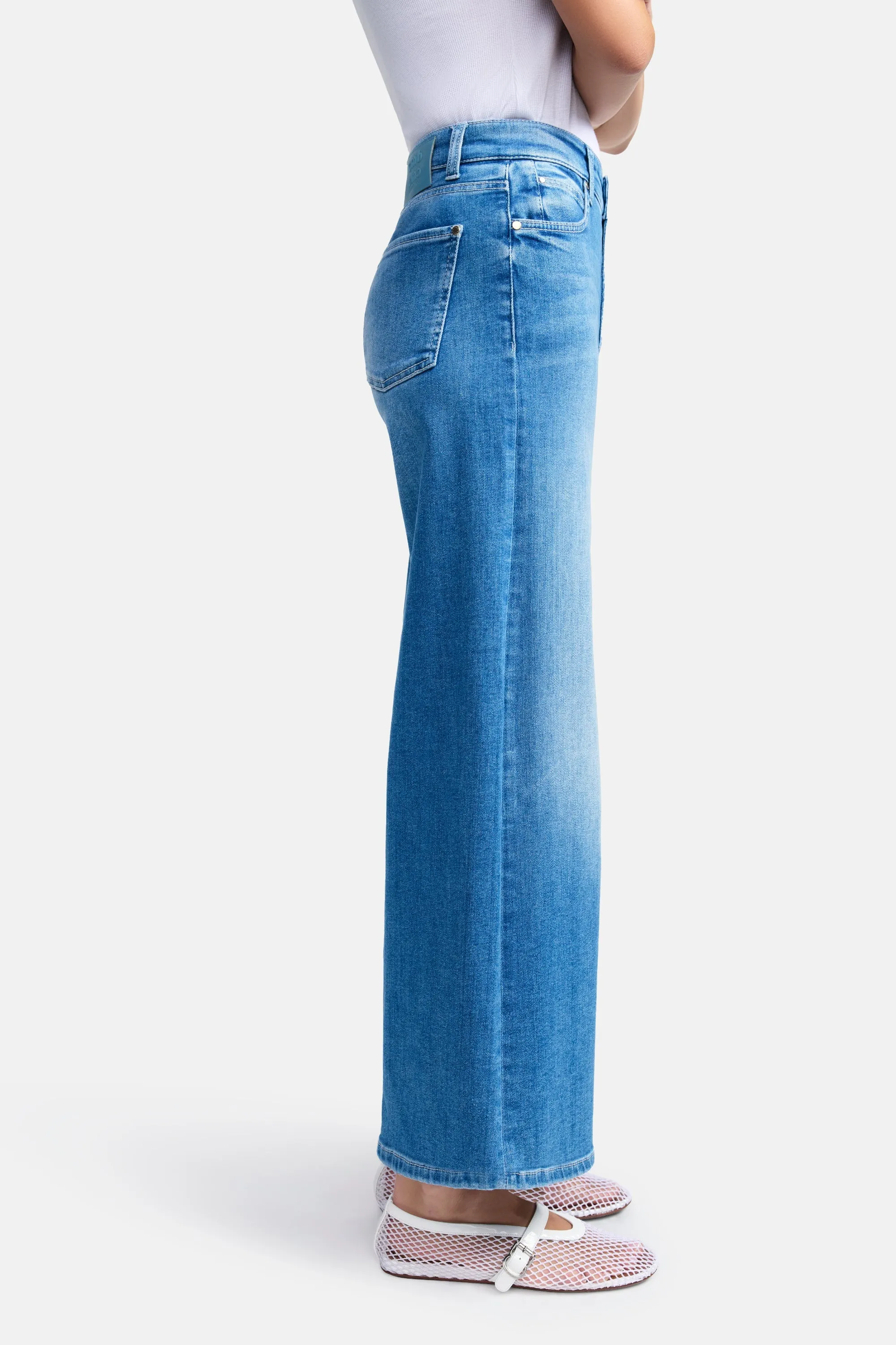 Palazzo Cropped Jean - Sunny Mid Splinted