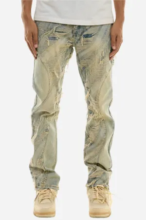 Paneled Jacquard Jeans - Slim Fit