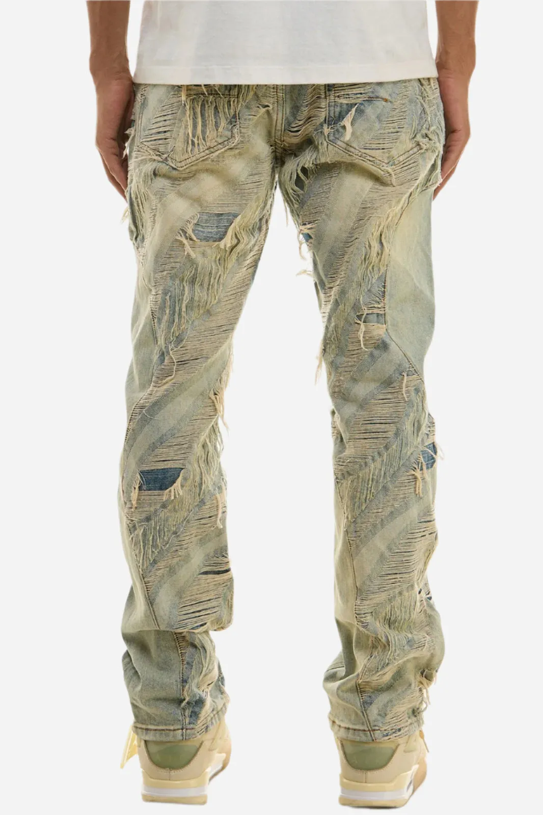 Paneled Jacquard Jeans - Slim Fit