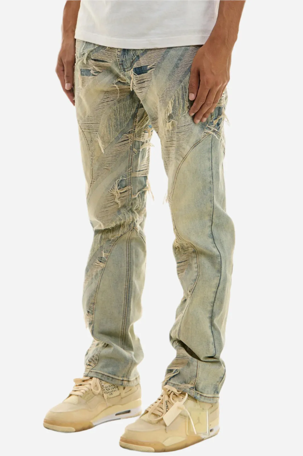 Paneled Jacquard Jeans - Slim Fit