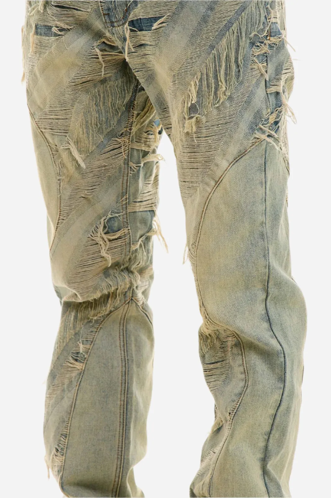 Paneled Jacquard Jeans - Slim Fit