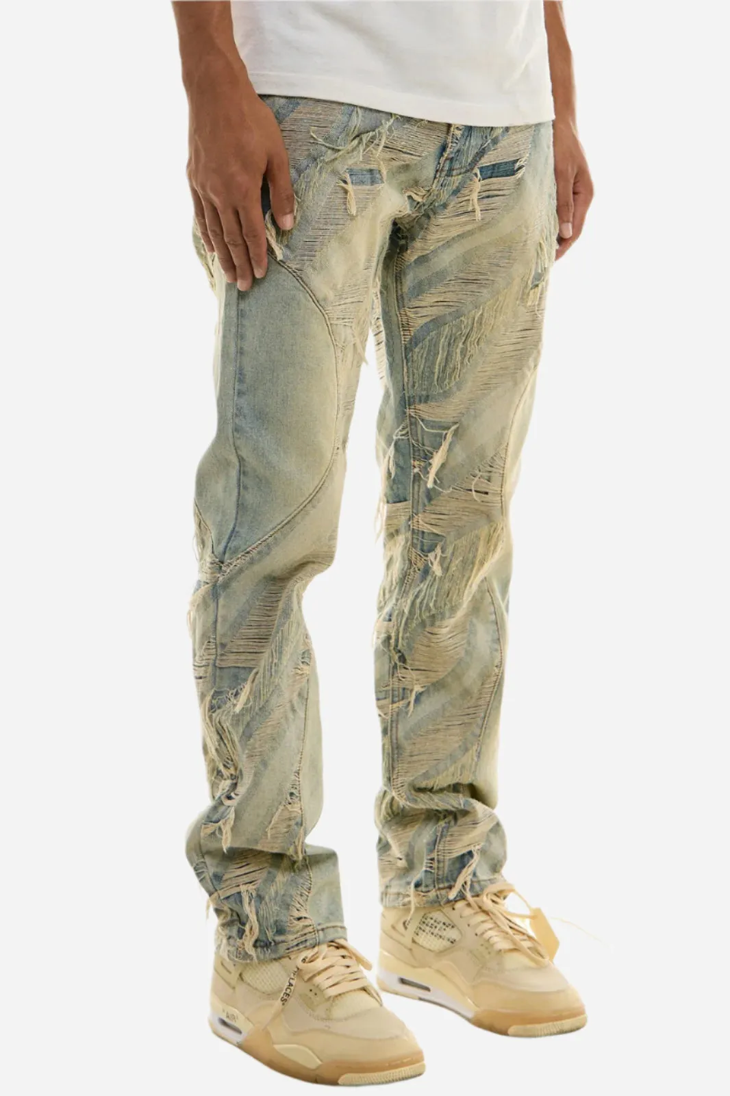 Paneled Jacquard Jeans - Slim Fit
