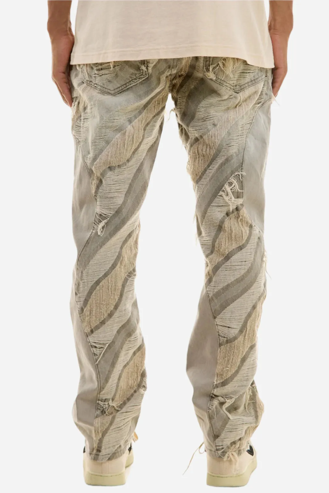 Paneled Jacquard Jeans - Slim Fit