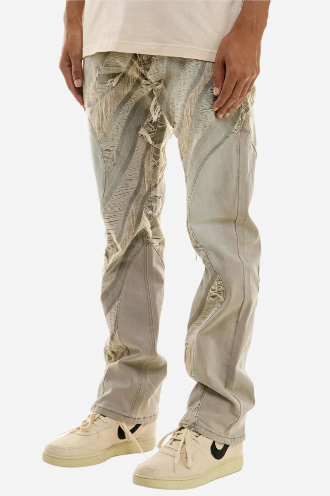 Paneled Jacquard Jeans - Slim Fit