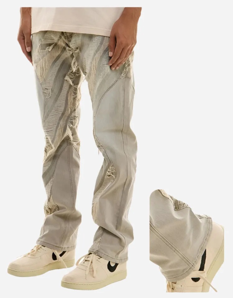 Paneled Jacquard Jeans - Slim Fit
