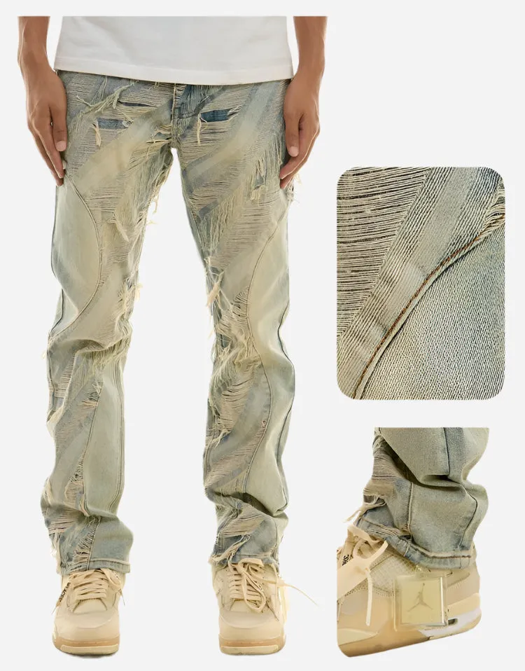 Paneled Jacquard Jeans - Slim Fit