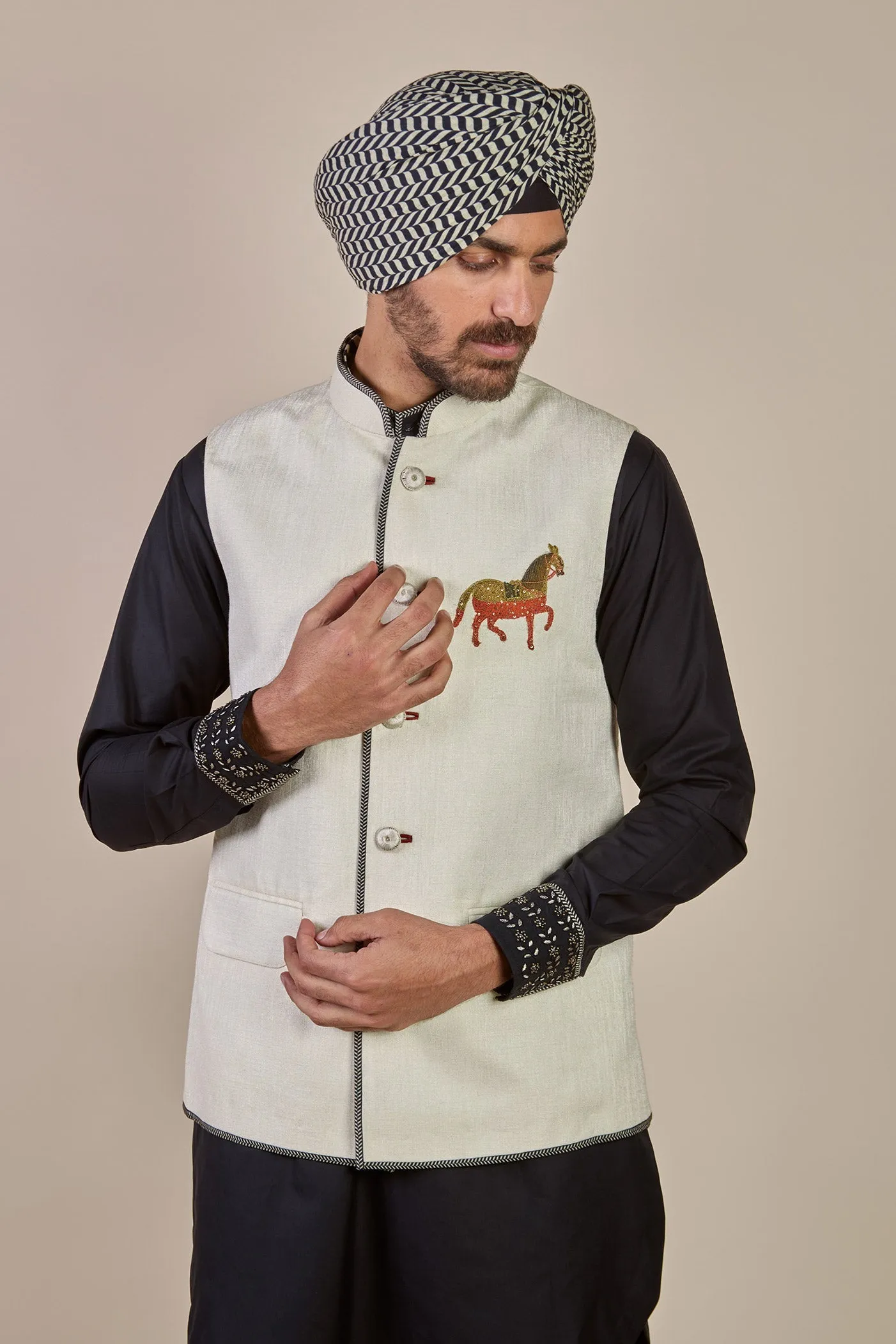 Pearl Ivory Nehru Jacet