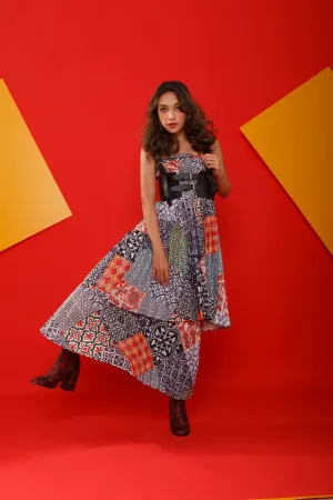Peranakan Pleated Midi Skirt| Ash Black