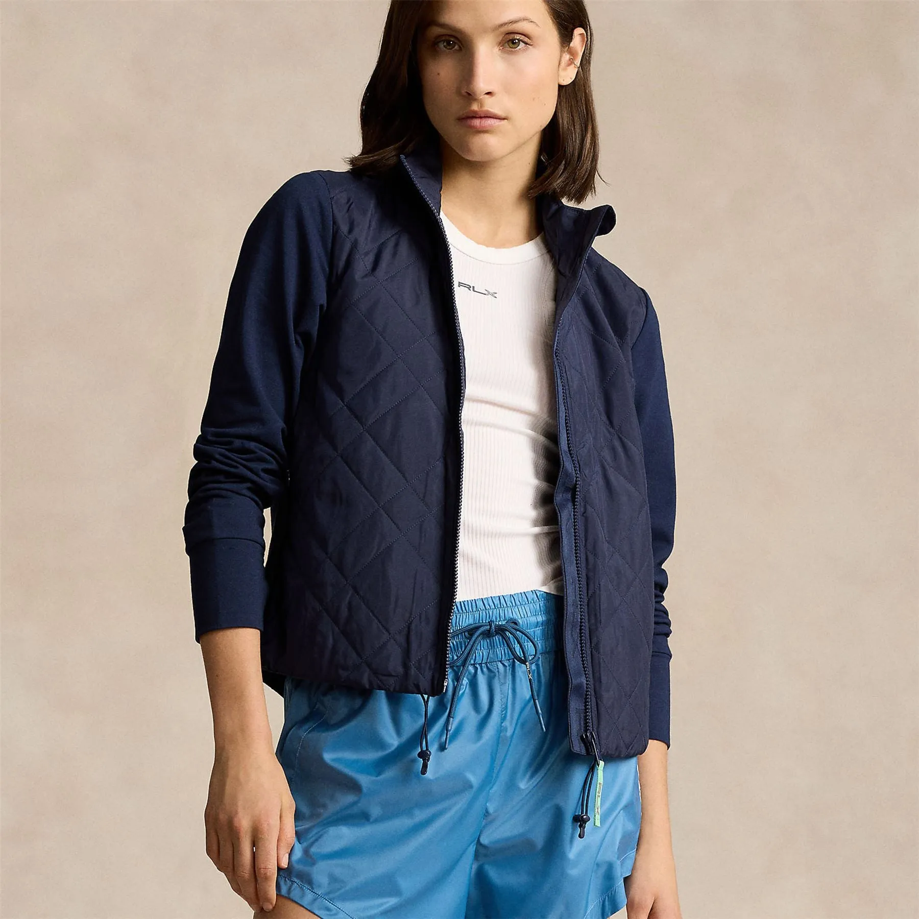 Performance Quilted Full Zip Jacket Refined Navy/Course Green