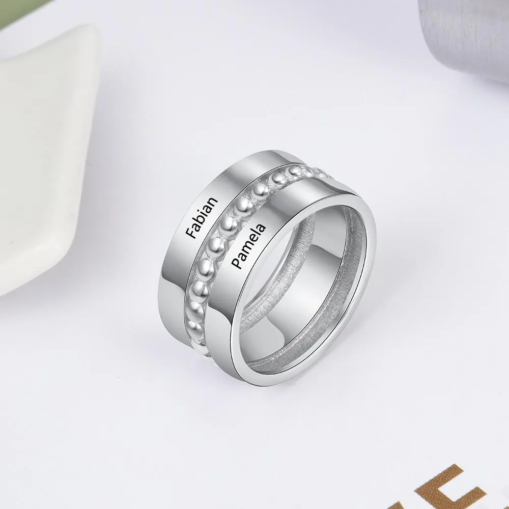 Personalized Double Promise Ring - Accentuated Band Design - Customized Gifts