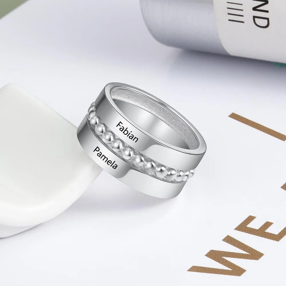 Personalized Double Promise Ring - Accentuated Band Design - Customized Gifts