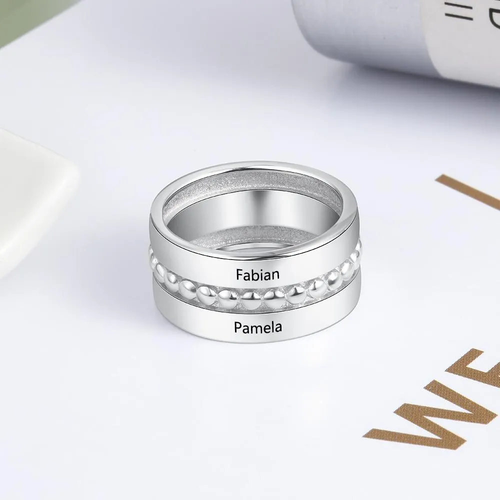 Personalized Double Promise Ring - Accentuated Band Design - Customized Gifts