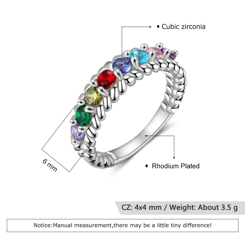 Personalized Rings for Women - Eight Custom Birthstones - Family Gift - Fashion Jewelry