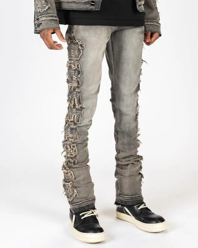 PHEELINGS NURTURE LOVE FLARE STACK DENIM (CHARCOAL GREY/SAND)