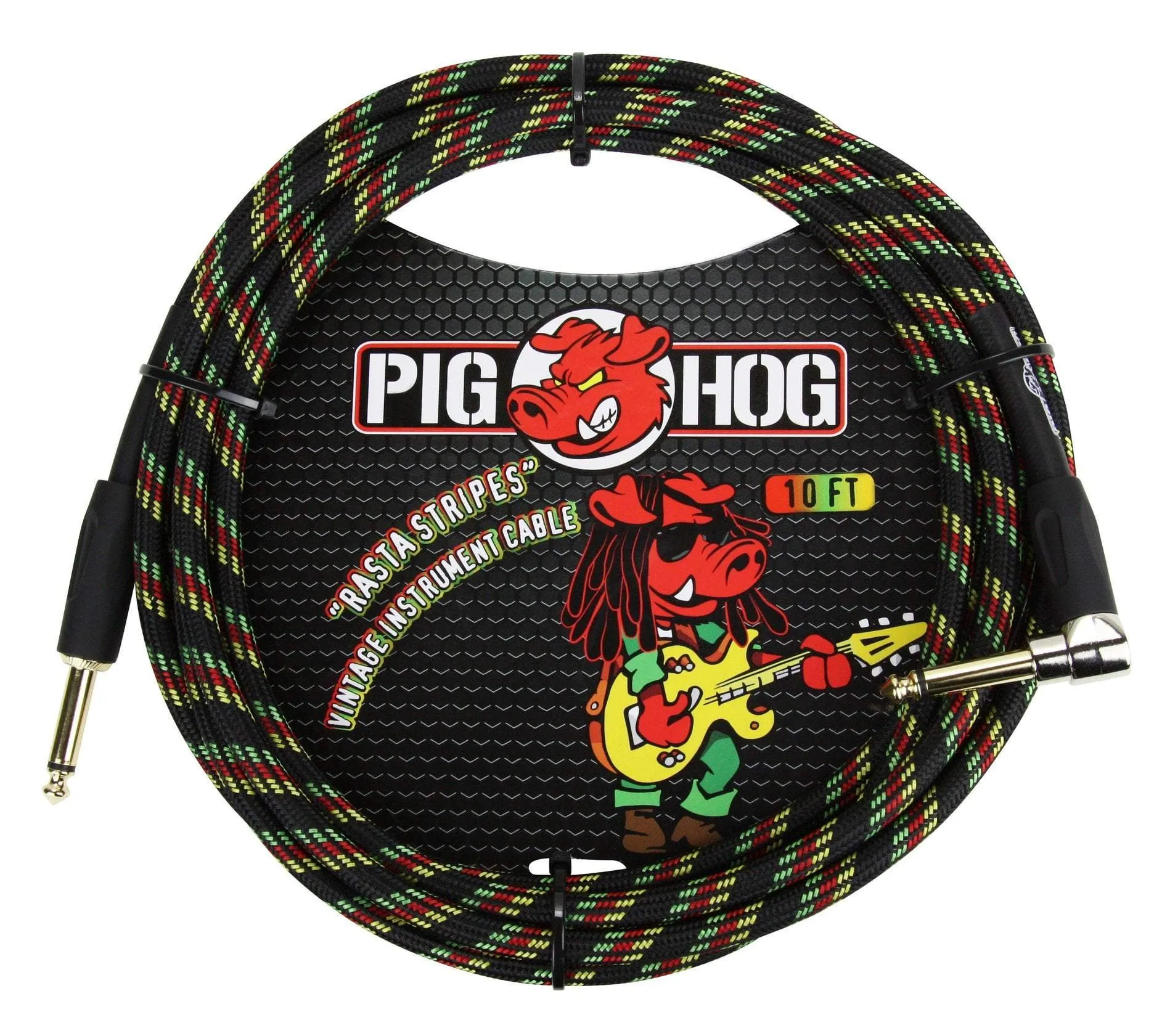Pig Hog "Rasta Stripes" Vintage Cable 10Ft