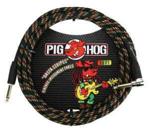 Pig Hog "Rasta Stripes" Vintage Cable 10Ft