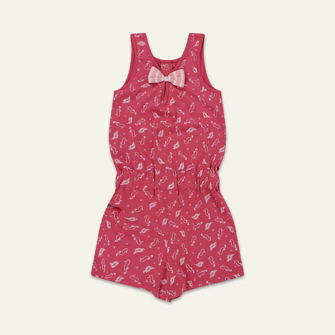 Pink Seahorse Print Playsuit