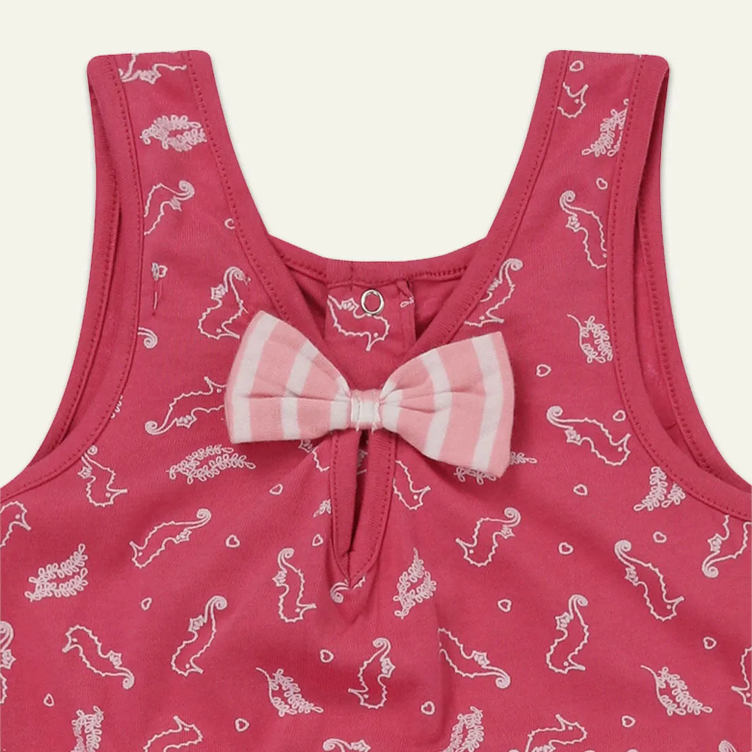 Pink Seahorse Print Playsuit