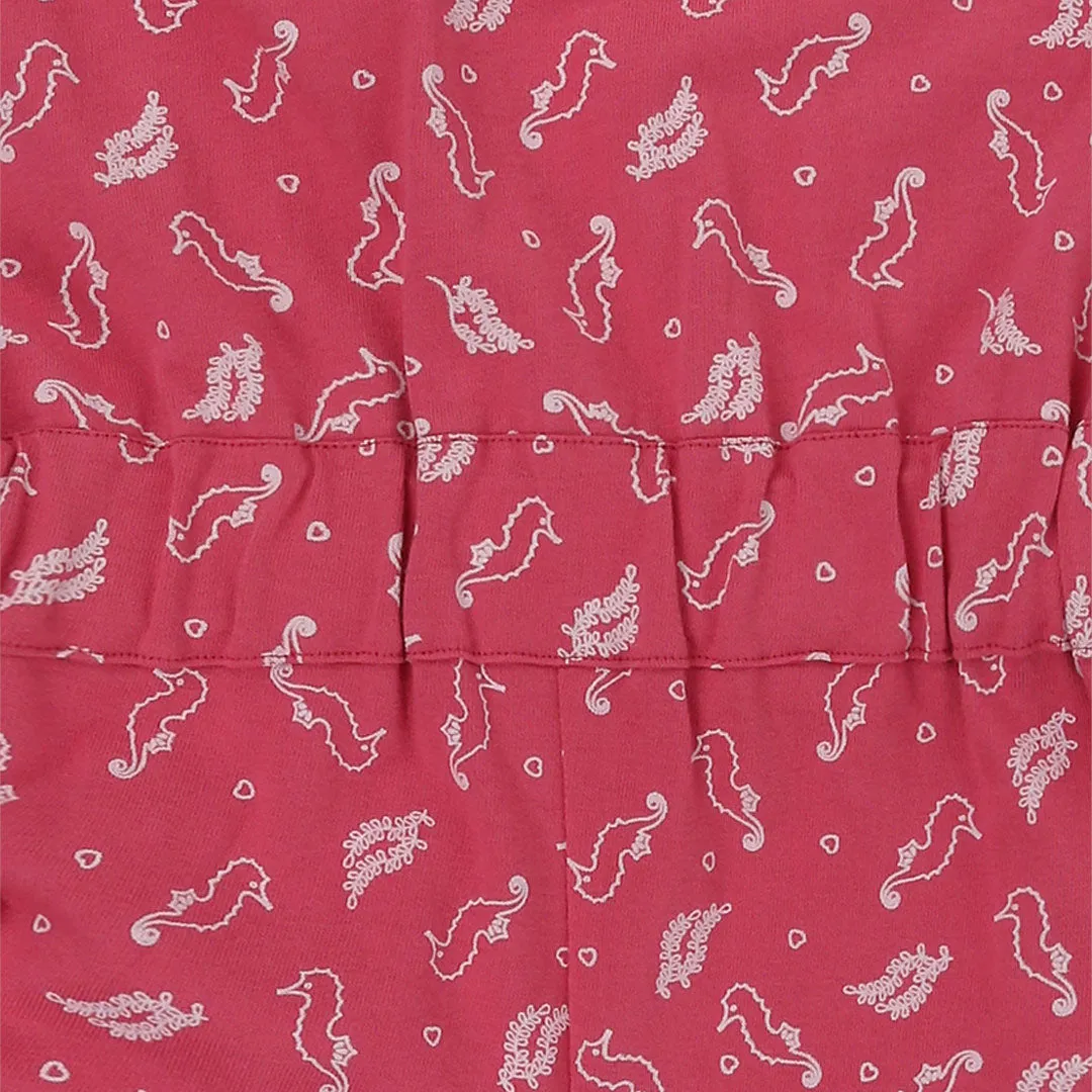 Pink Seahorse Print Playsuit